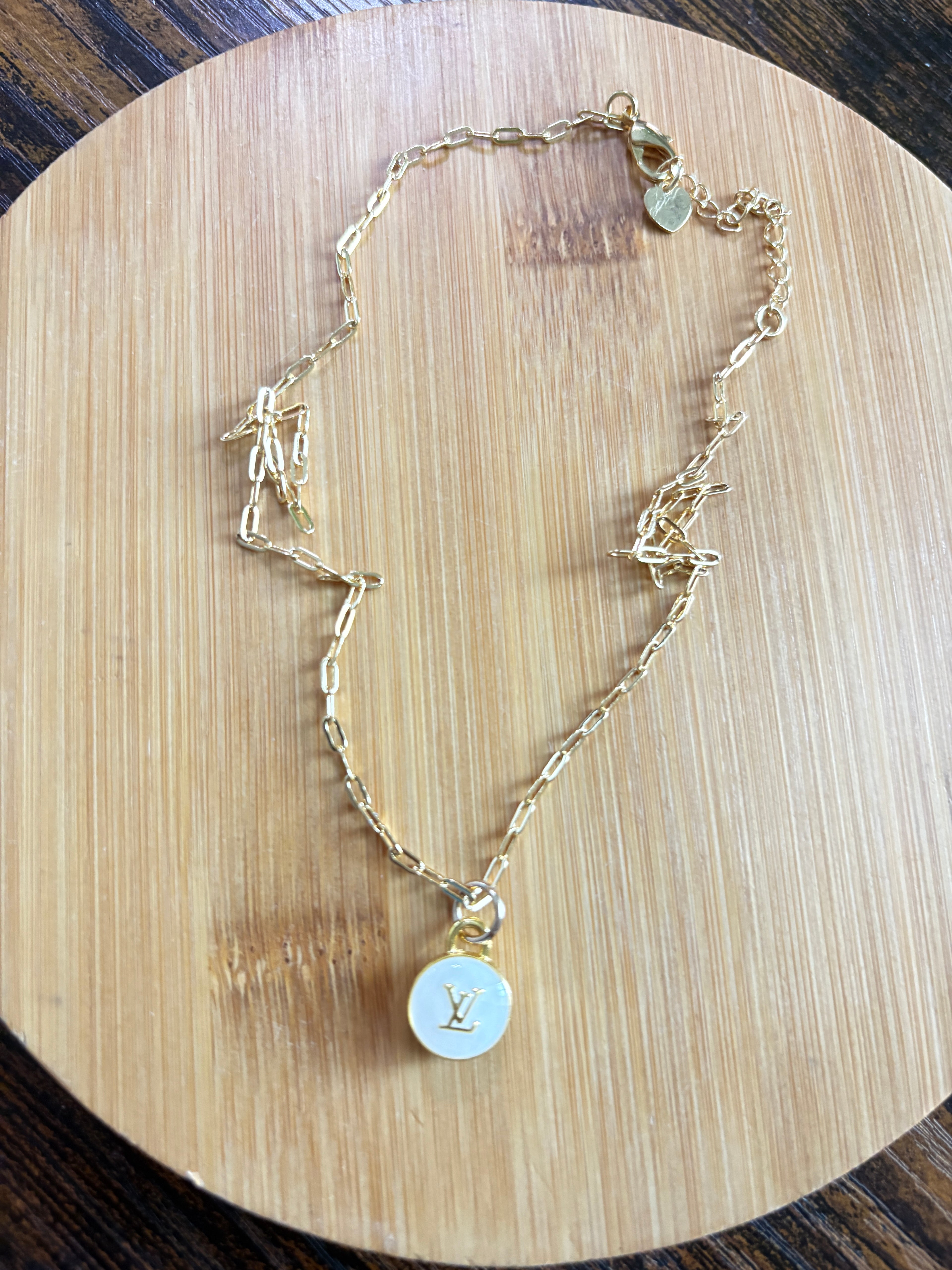 Upcycled Louis Vuitton LV Charm Necklace