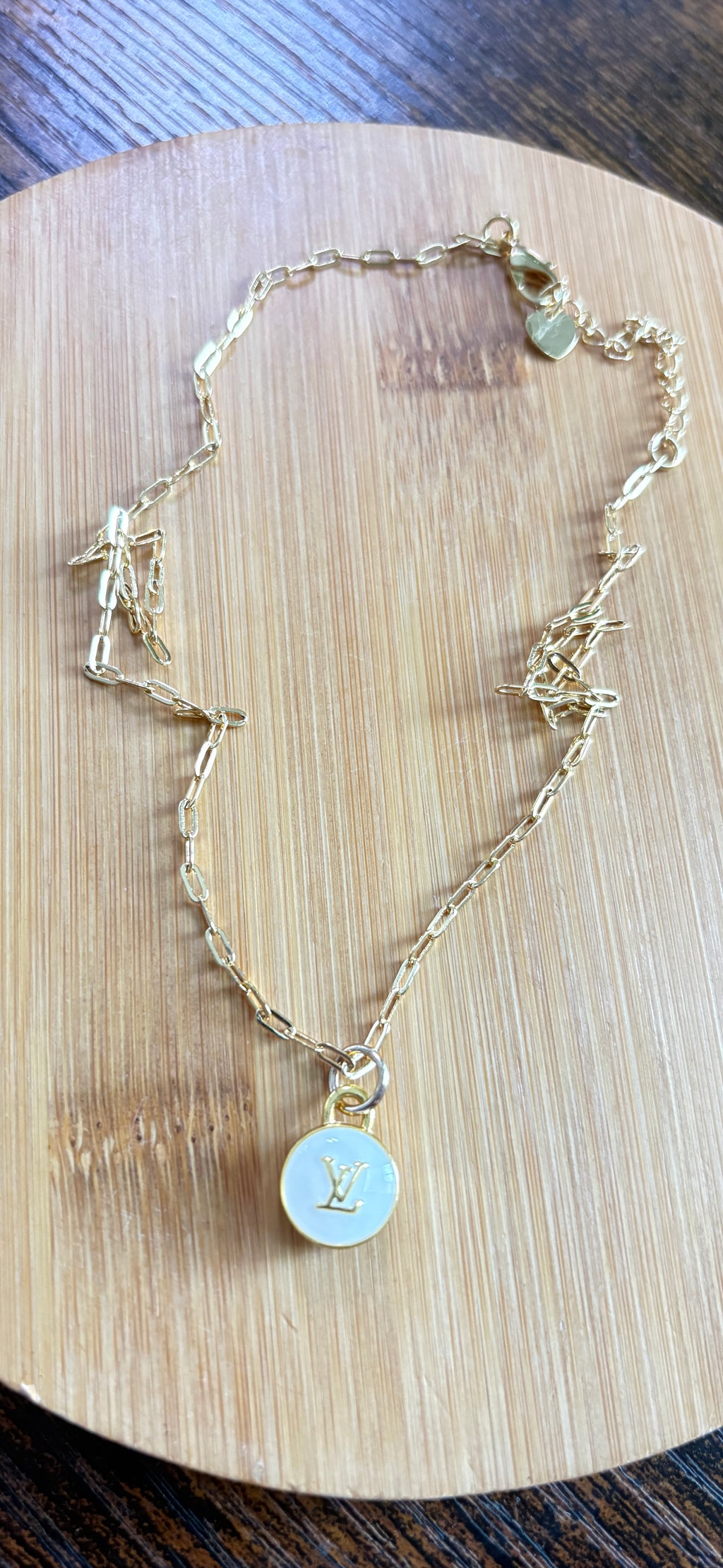 Upcycled Louis Vuitton LV Charm Necklace