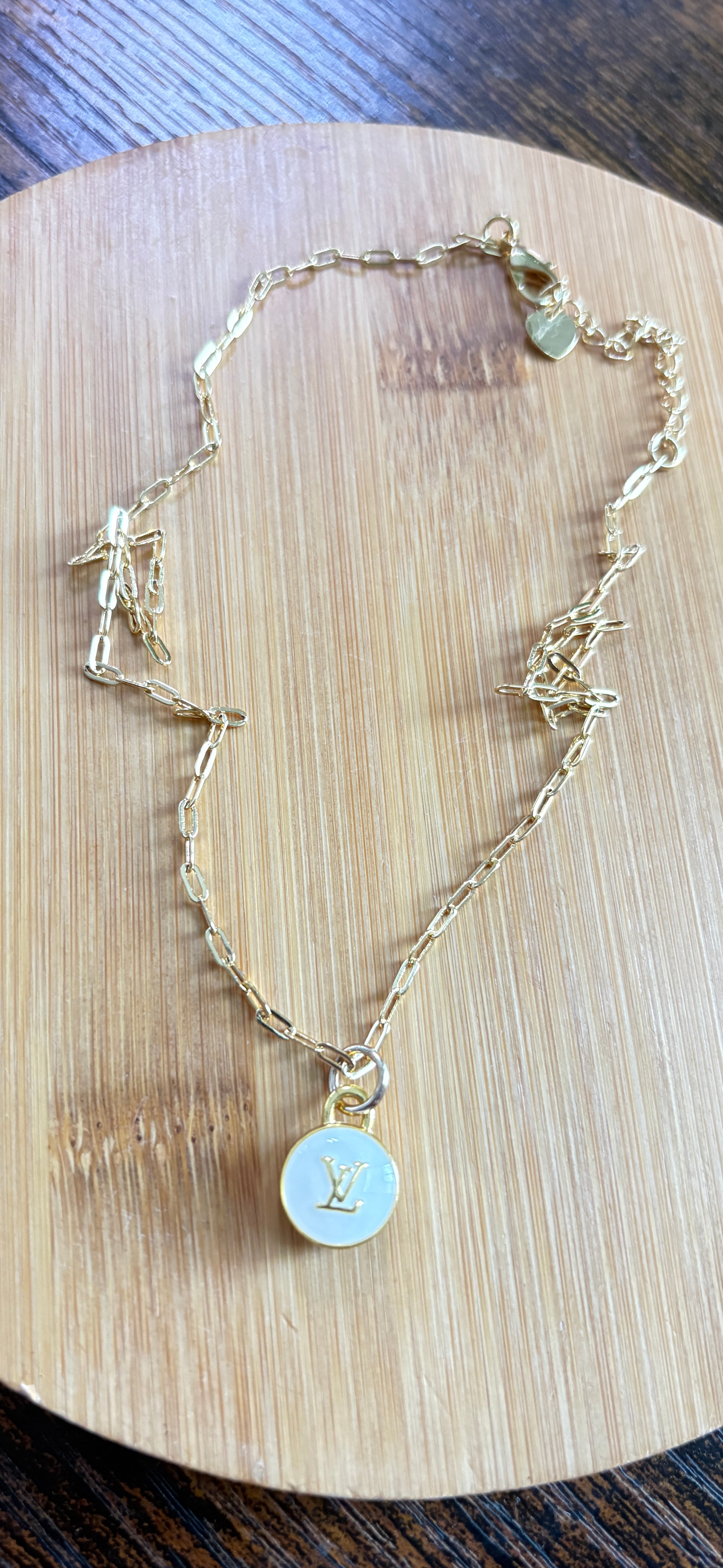Upcycled Louis Vuitton LV Charm Necklace