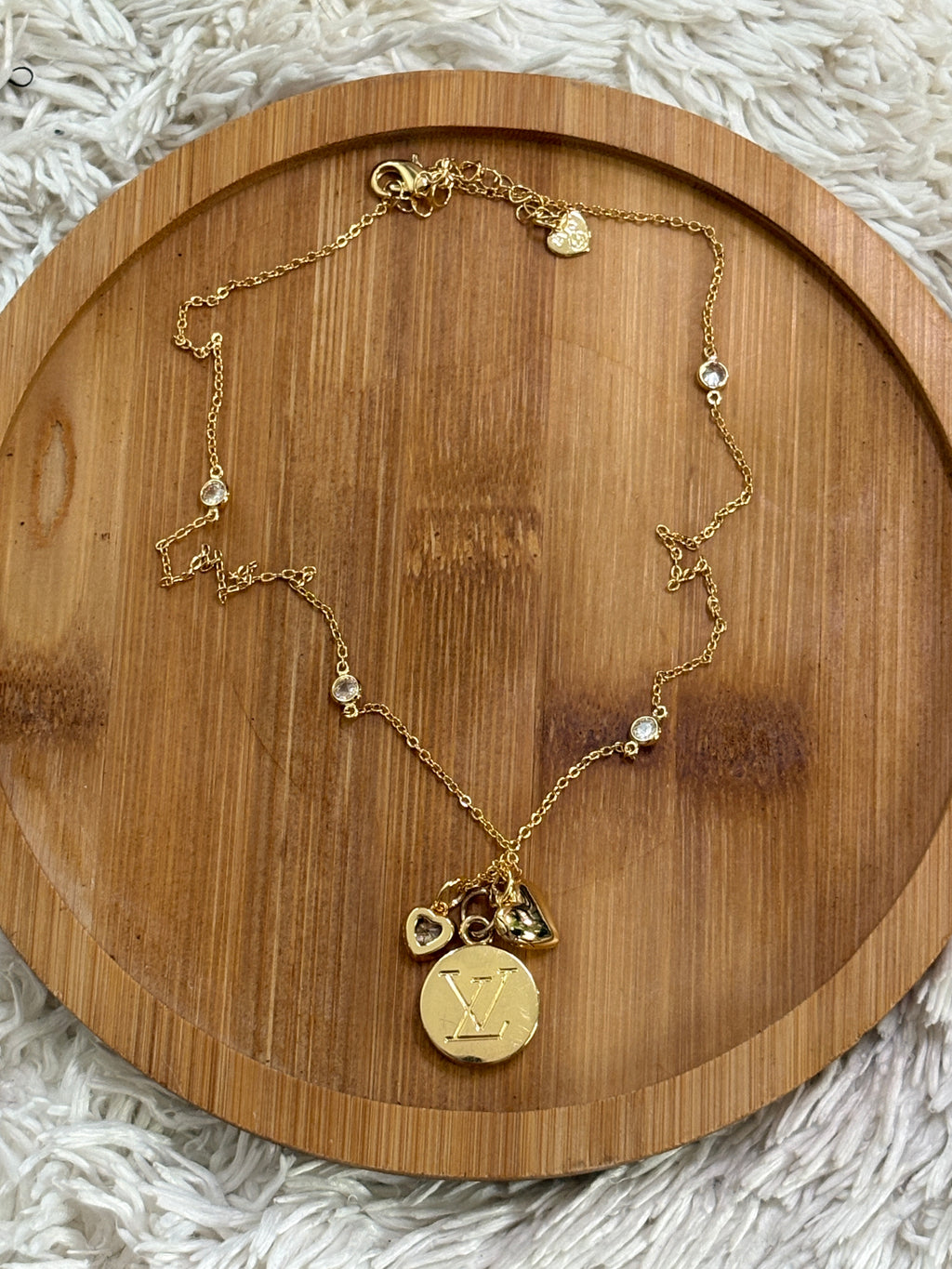 Upcycled Louis Vuitton Charm 18k Gold Chain Necklace