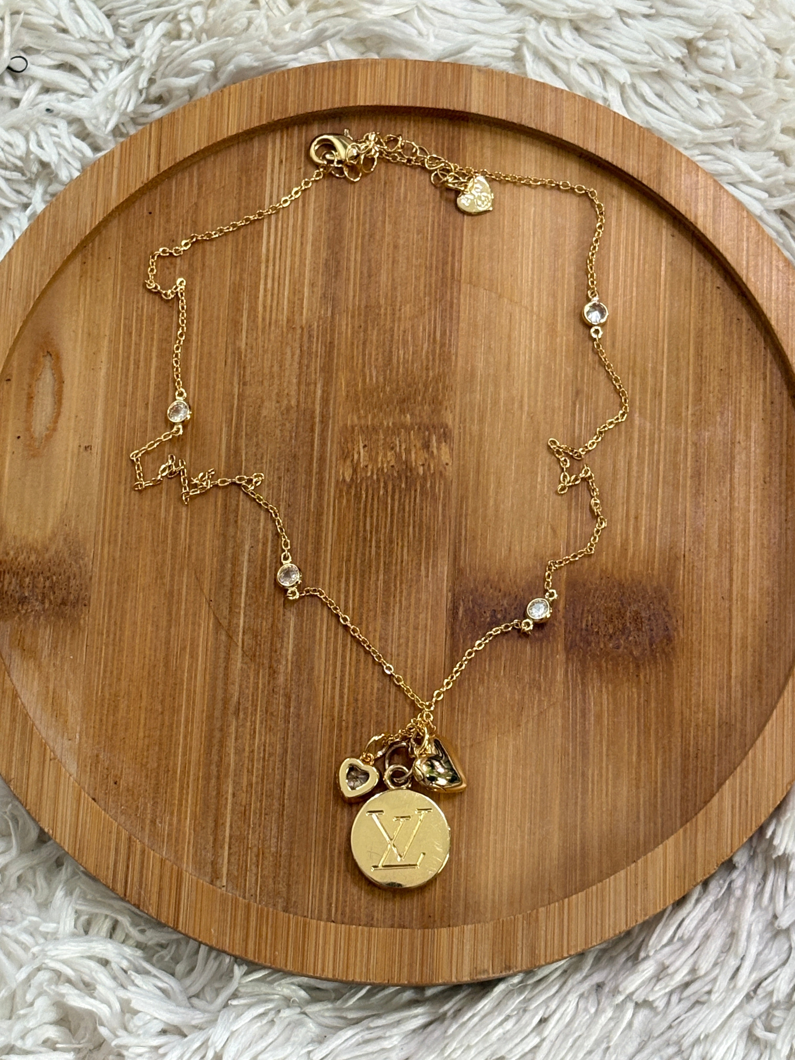 Upcycled Louis Vuitton Charm 18k Gold Chain Necklace