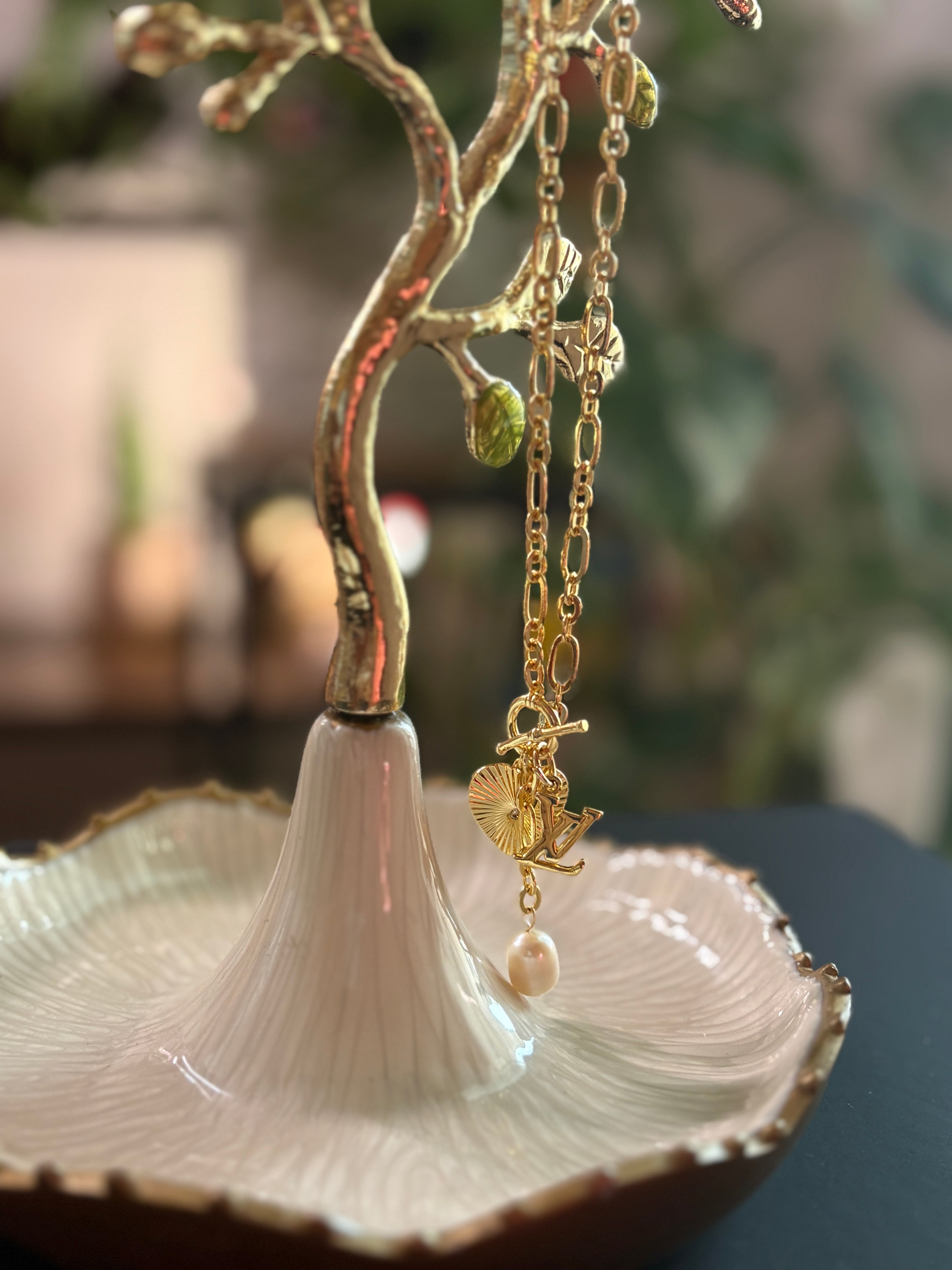 Upcycled Louis Vuitton Charm 18k Gold Necklace