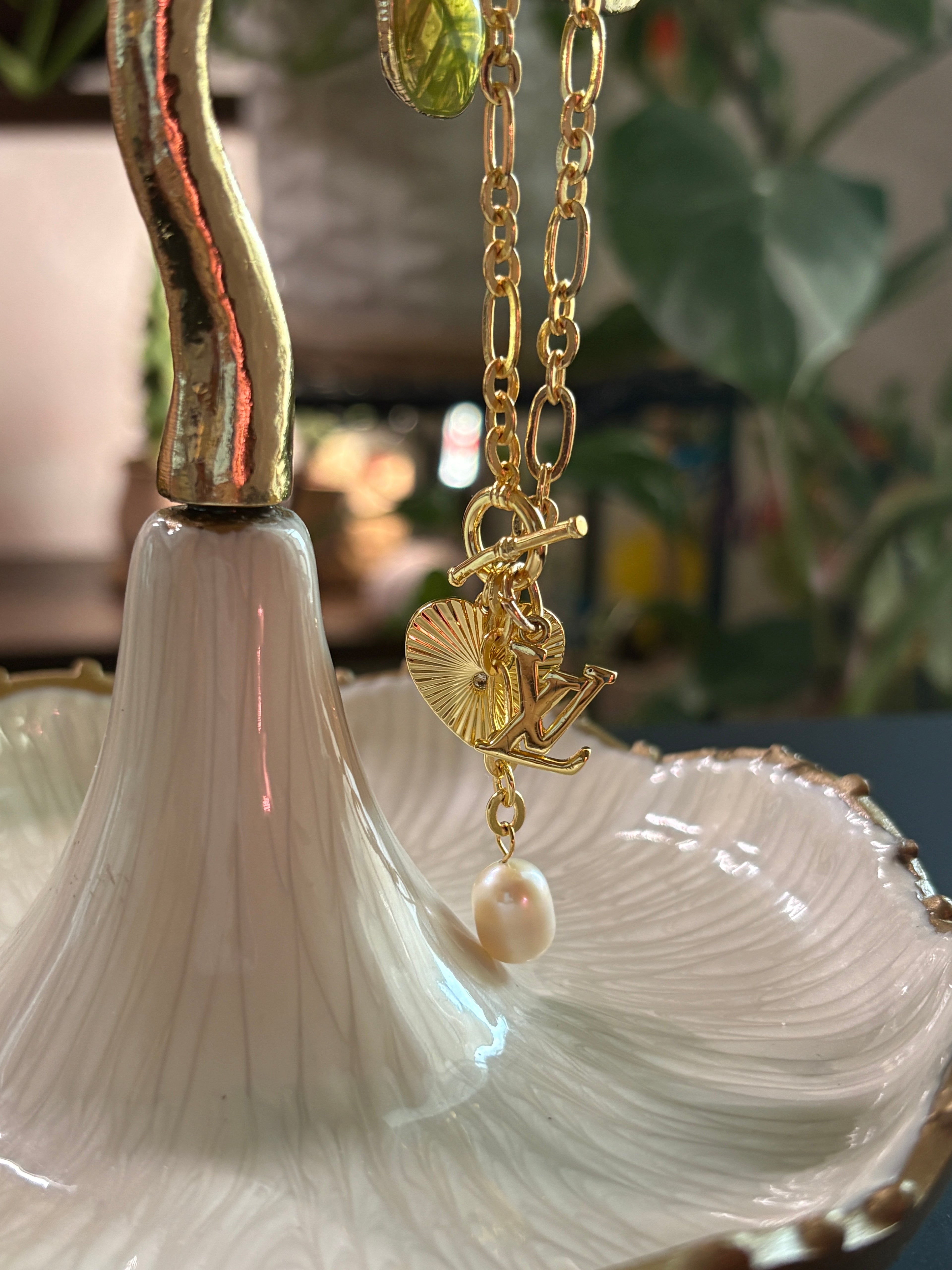 Upcycled Louis Vuitton Charm 18k Gold Necklace