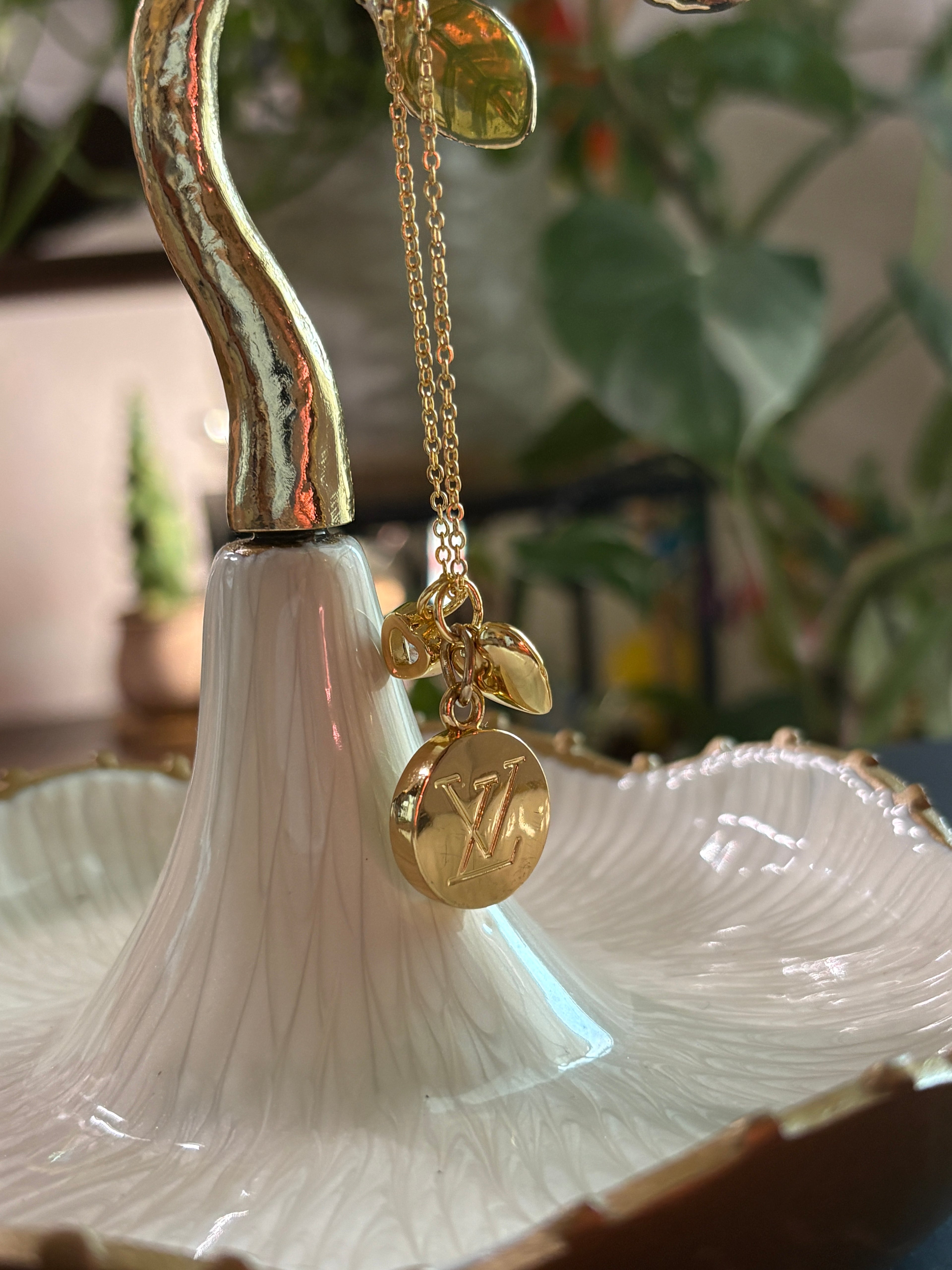 Upcycled Louis Vuitton Charm 18k Gold Chain Necklace