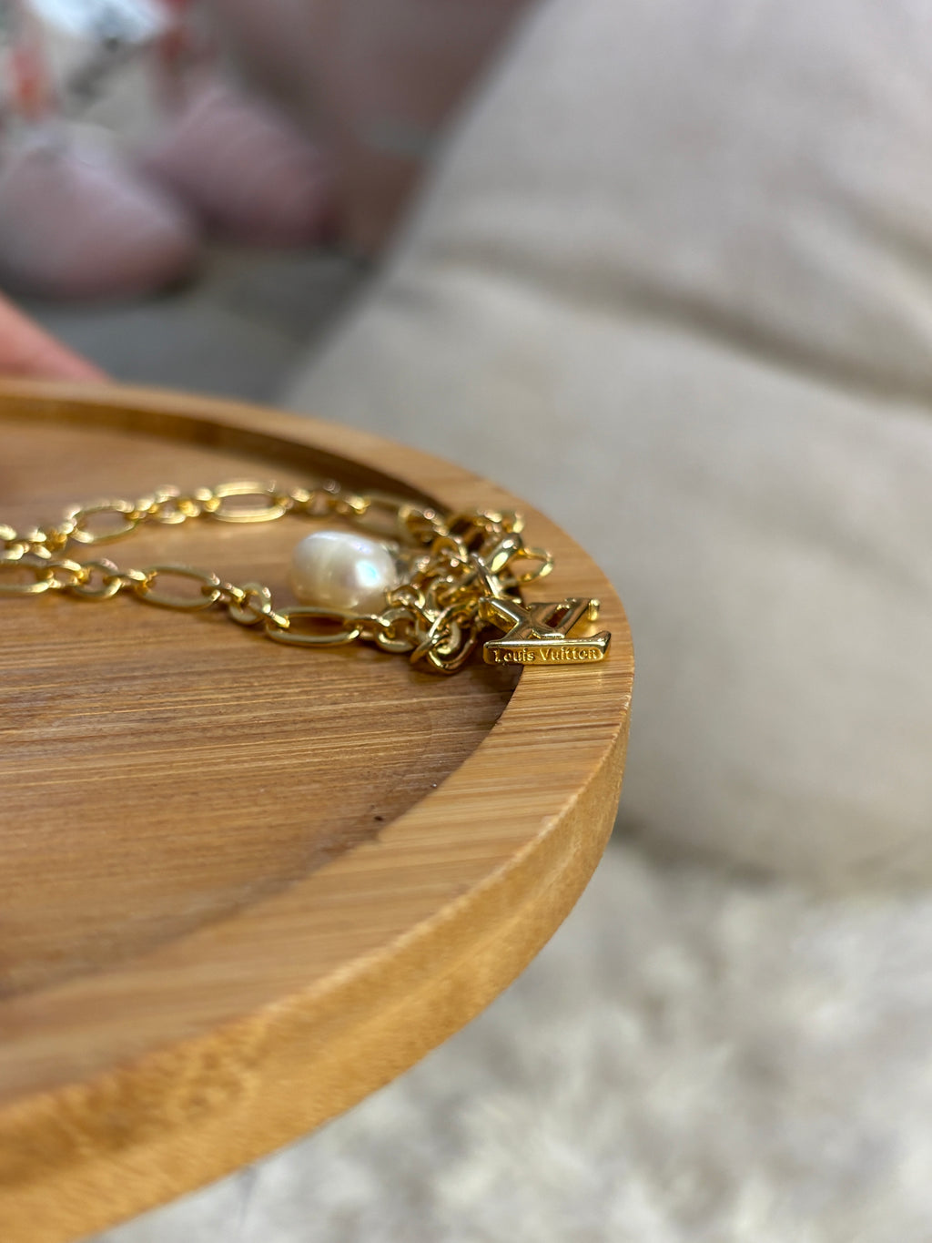Upcycled Louis Vuitton Charm 18k Gold Necklace
