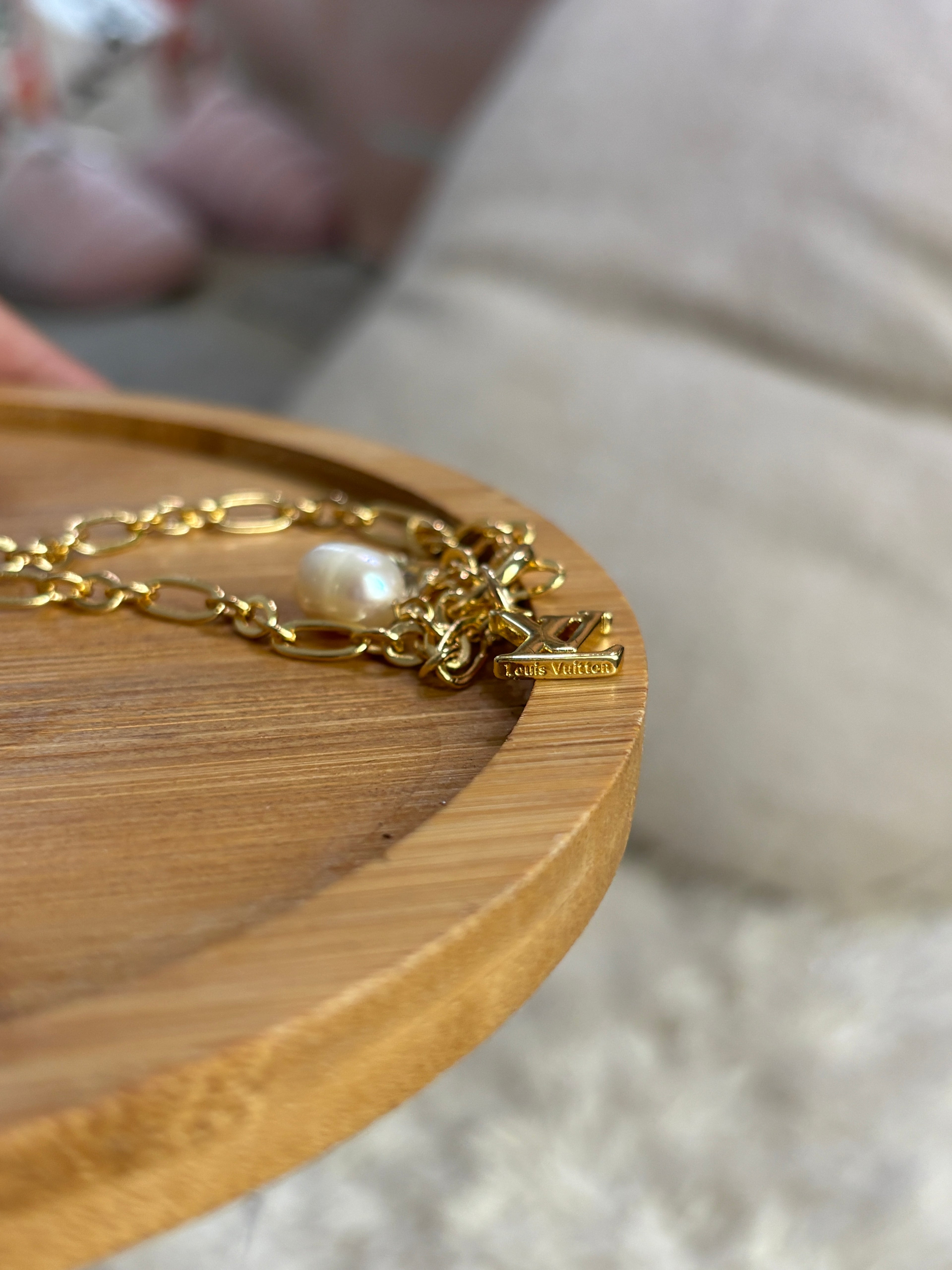 Upcycled Louis Vuitton Charm 18k Gold Necklace