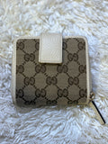 Gucci Beige GG Canvas Wallet with Cream Leather Trim