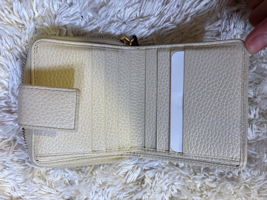Gucci Beige GG Canvas Wallet with Cream Leather Trim