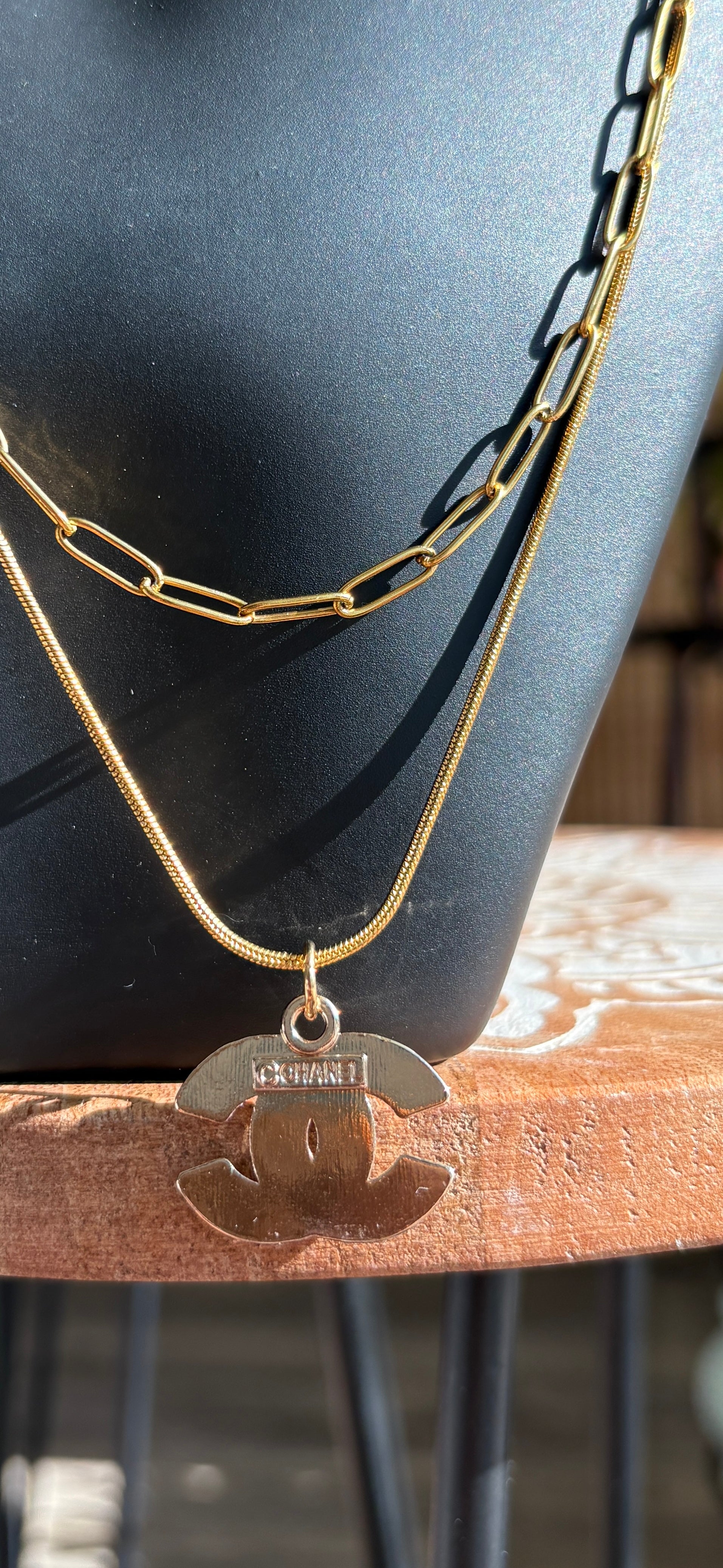 Upcycled Chanel Pearl Charm 18k Gold Necklace
