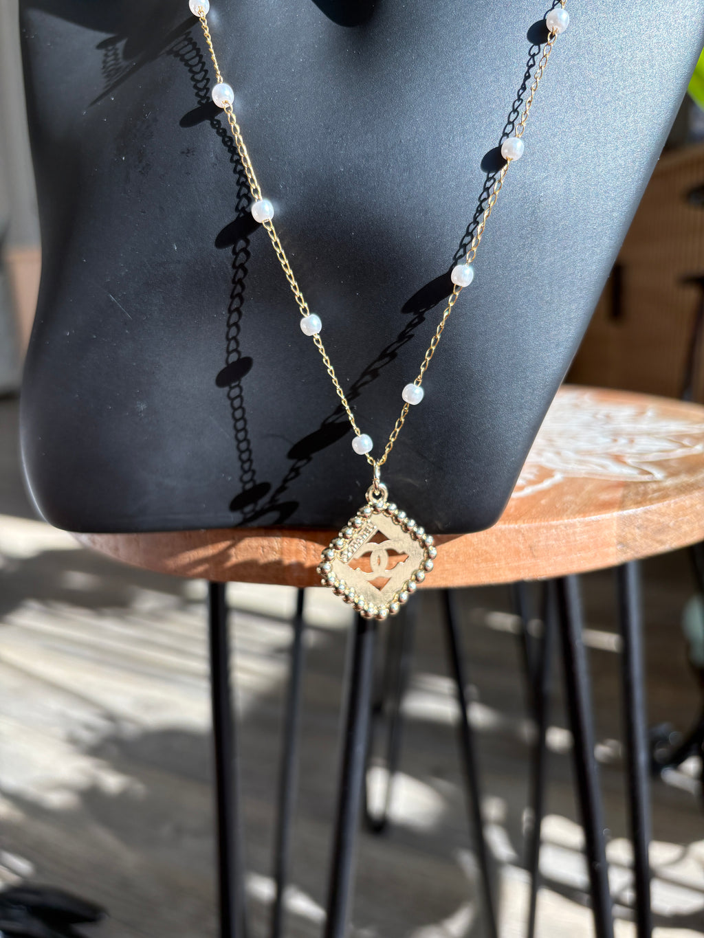 Upcycled Pink Chanel Charm 18k Gold Necklace