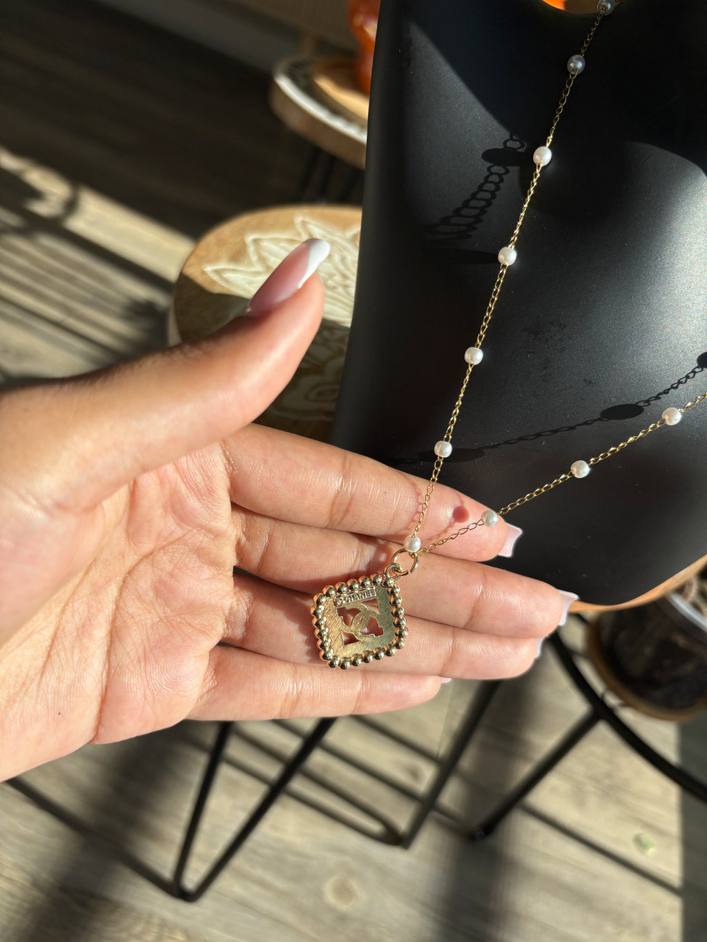 Upcycled Pink Chanel Charm 18k Gold Necklace