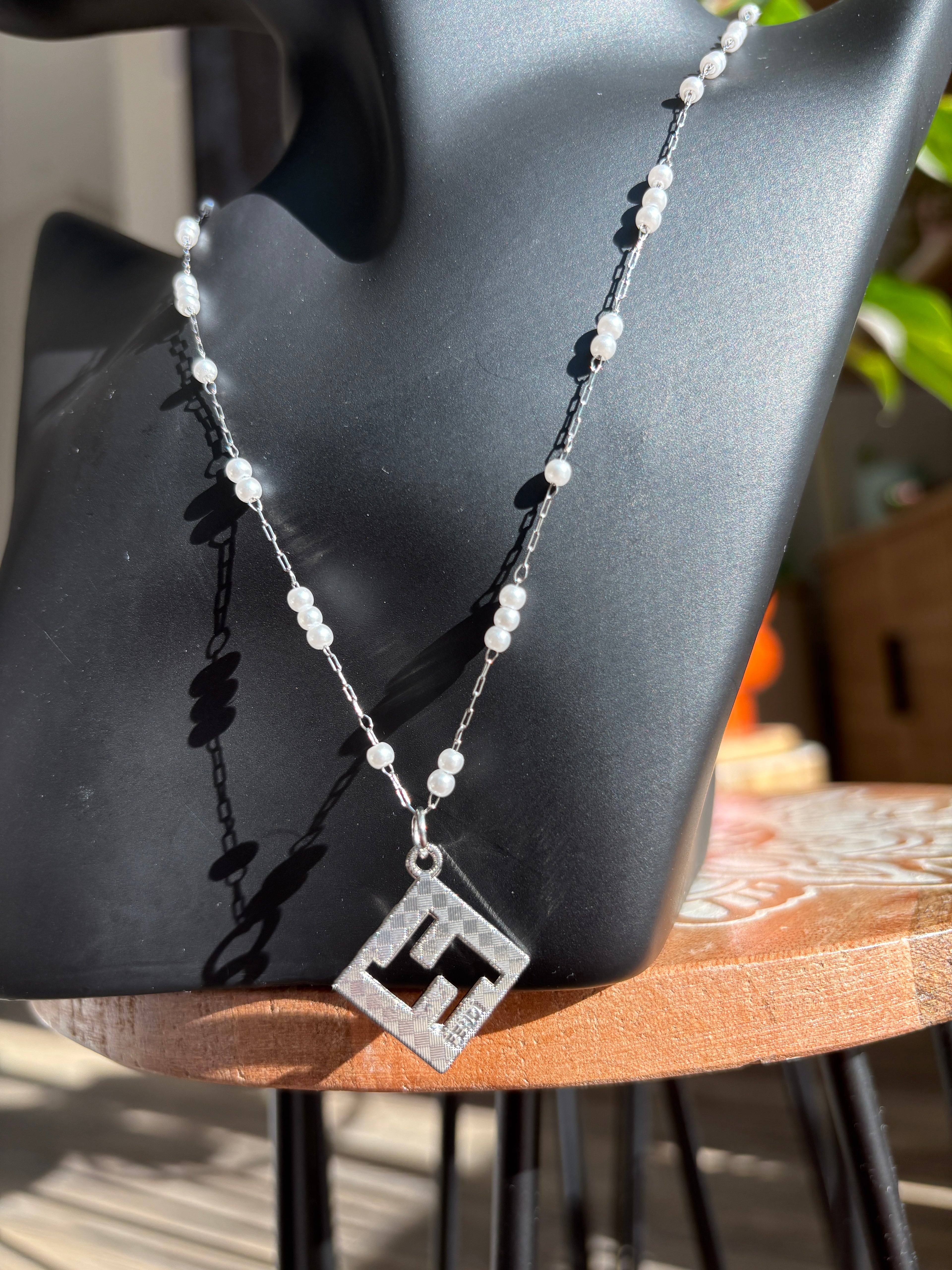 Upcycled Fendi Charm Silver Necklace