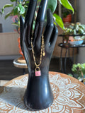 Upcycled Pink Chanel Charm 18k Gold Bracelet