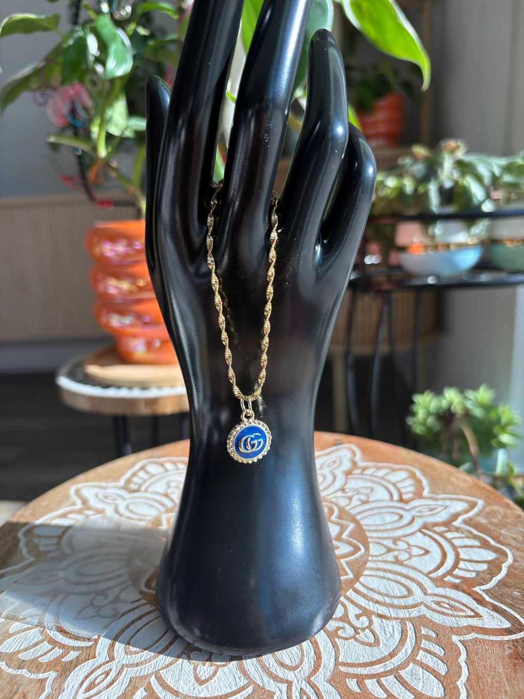 Upcycled Gucci Blue GG 18k Gold Plated Bracelet