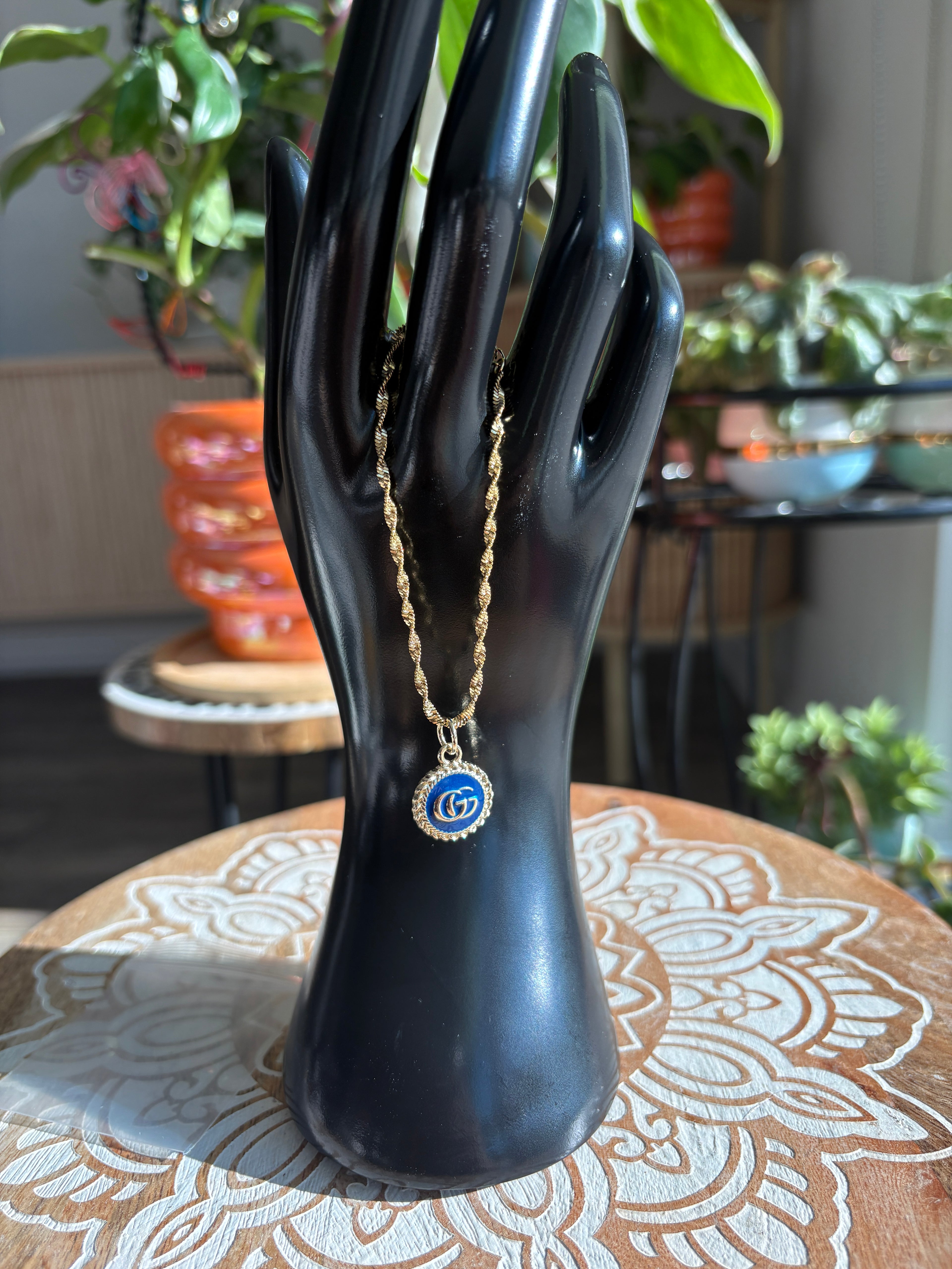Upcycled Gucci Blue GG 18k Gold Plated Bracelet