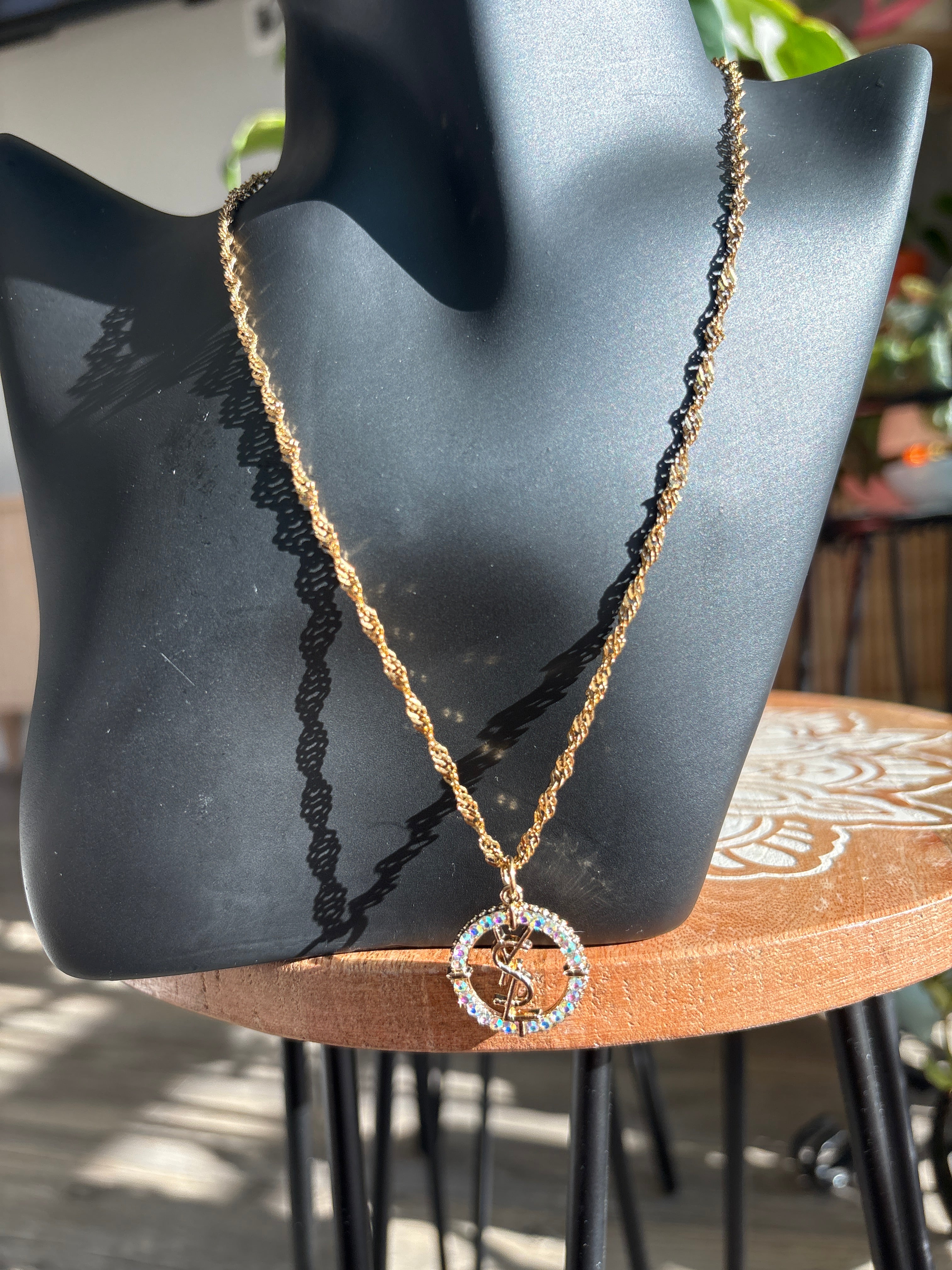 Upcycled Designer YSL Rainbow Charm 18k Gold Chain