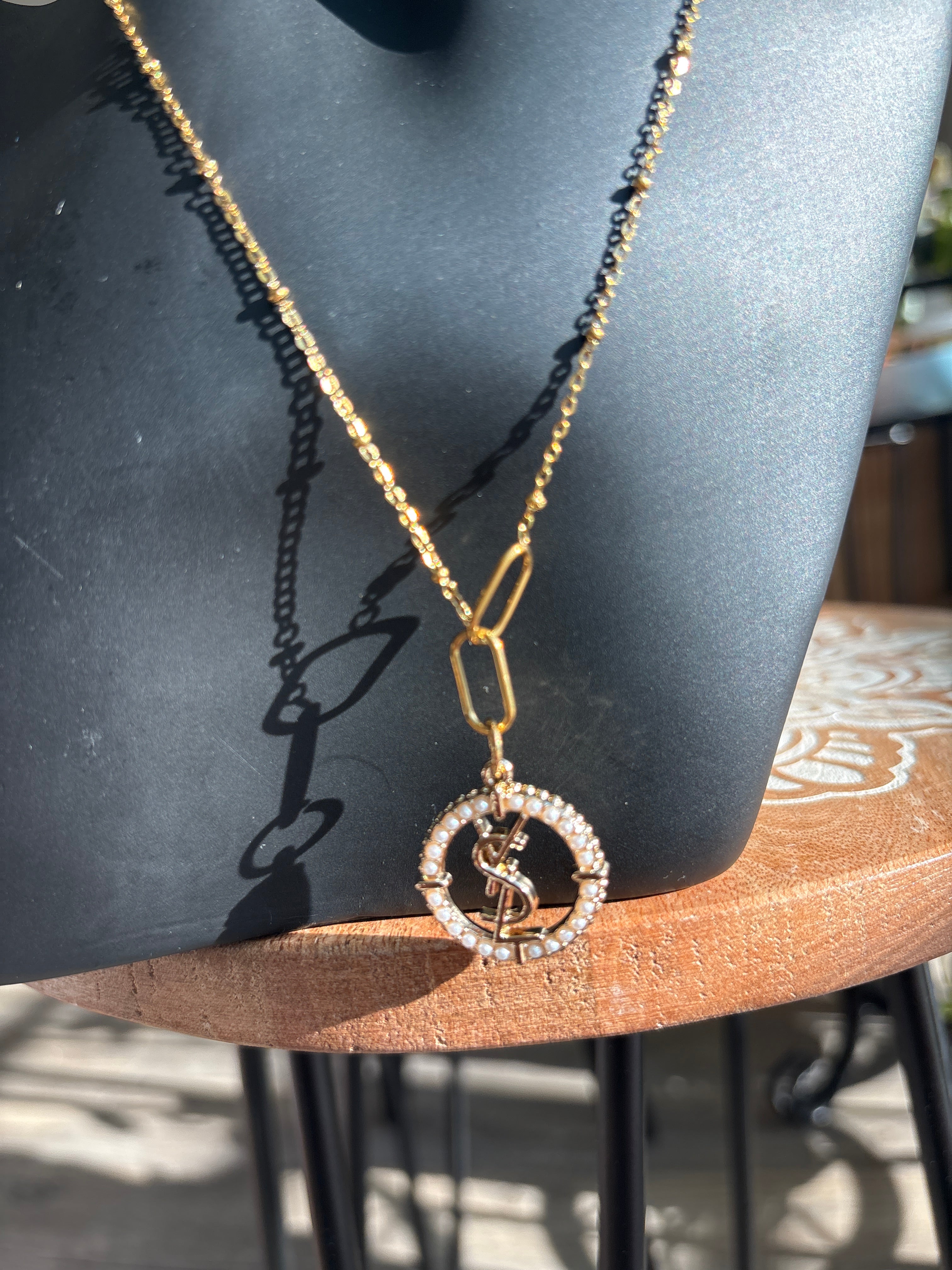 Upcycled Designer YSL Rainbow Charm 18k Gold Chain