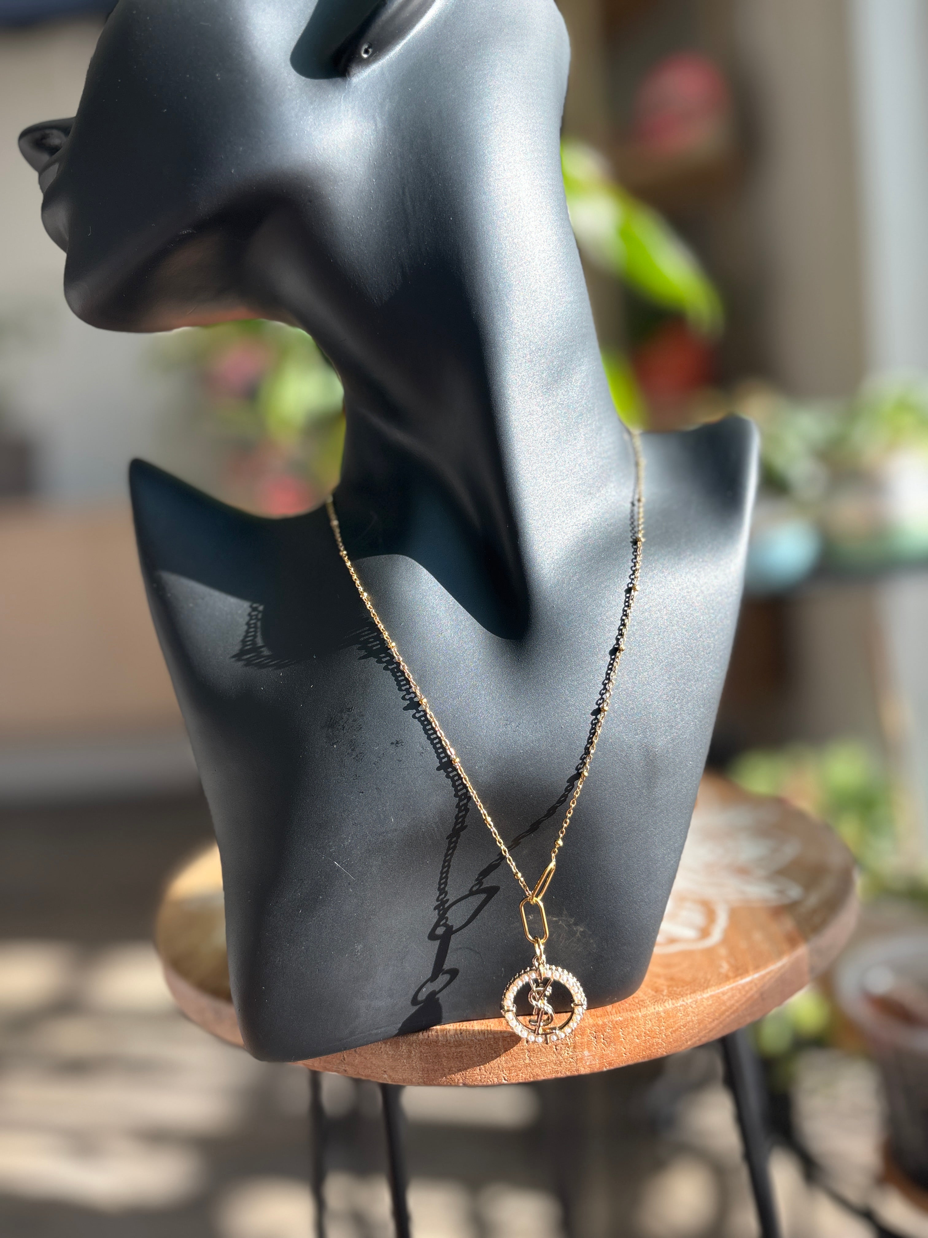 Upcycled Designer YSL Rainbow Charm 18k Gold Chain
