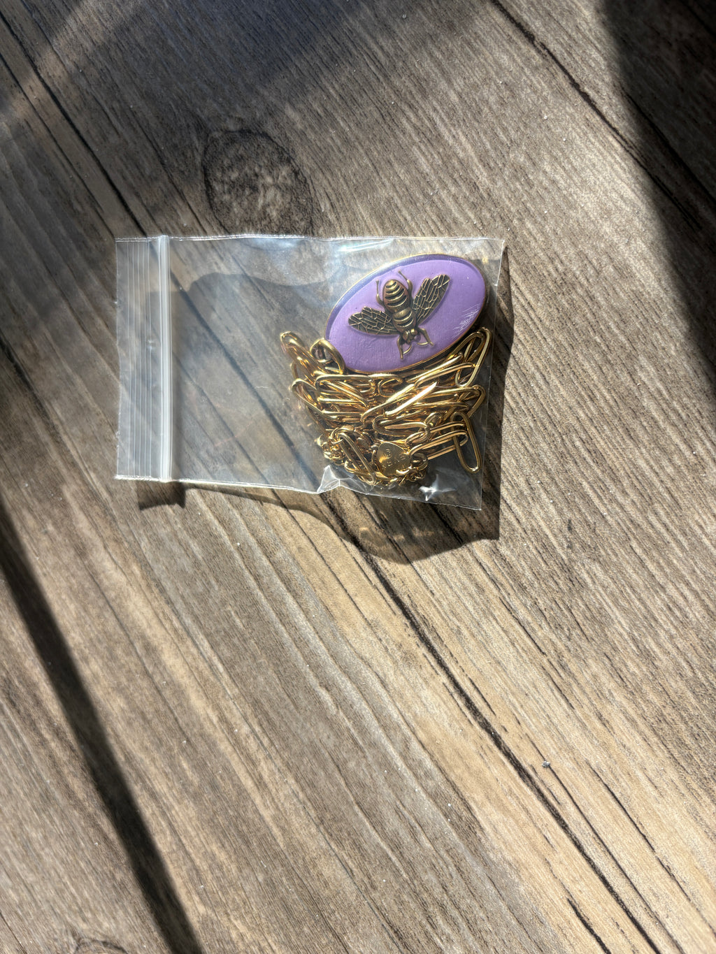 Upcycled Purple Gucci Bee Charm 18k Gold Necklace