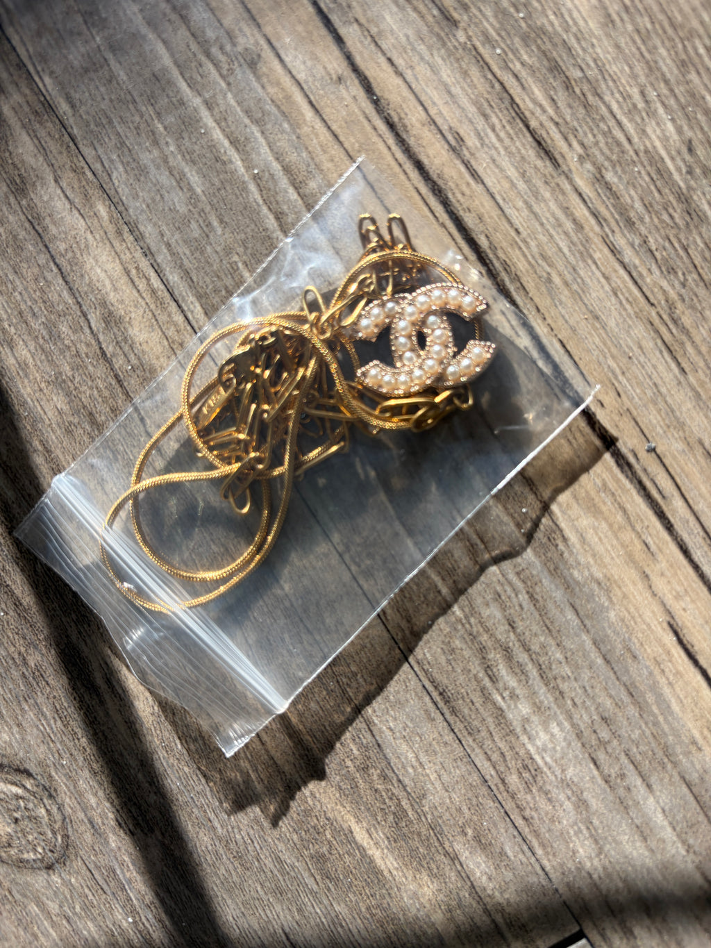 Upcycled Chanel Pearl Charm 18k Gold Necklace