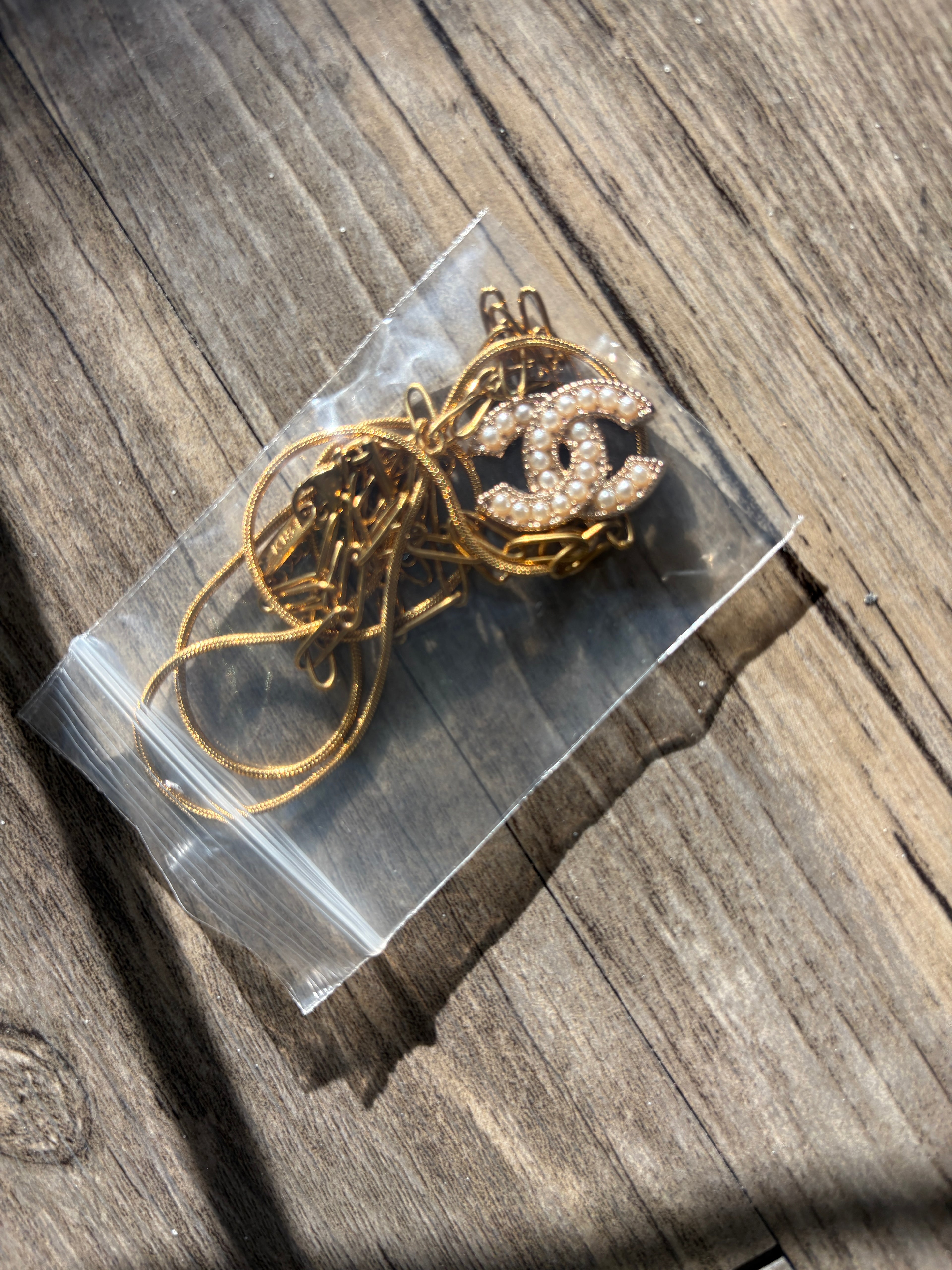 Upcycled Chanel Pearl Charm 18k Gold Necklace